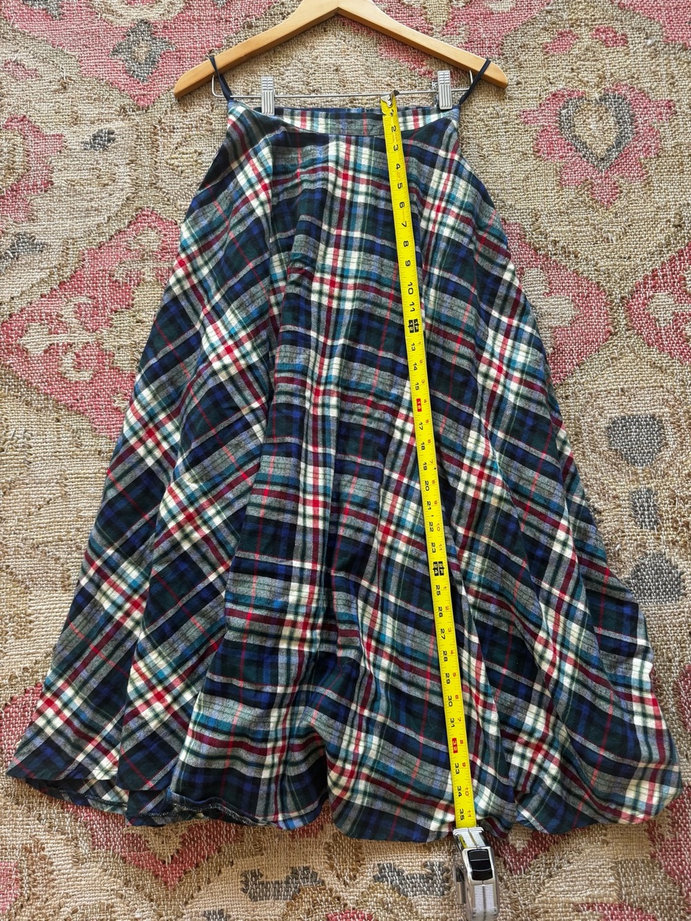 Vintage Ralph Lauren Blue Label Plaid Midi Skirt w Pockets Cotton Tartan Sz 4 - Picture 10 of 12